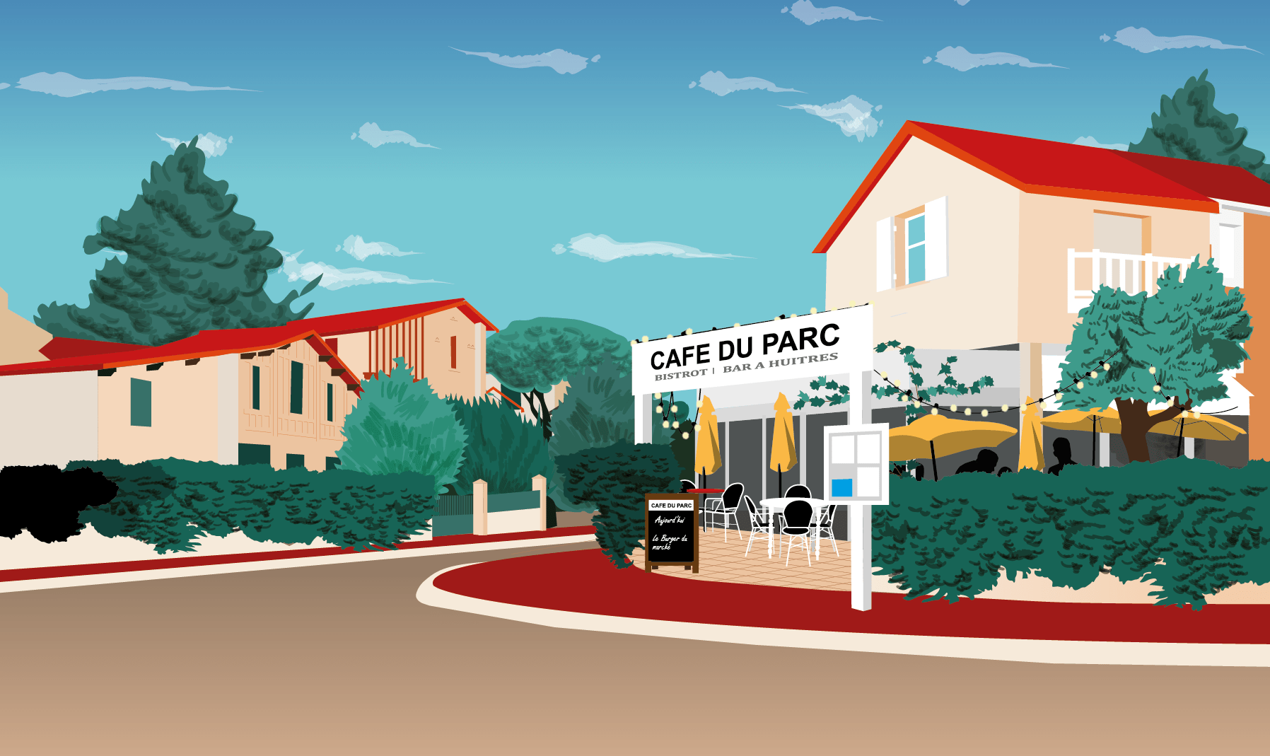 Création numérique -illustration le Café du Parc à Royan