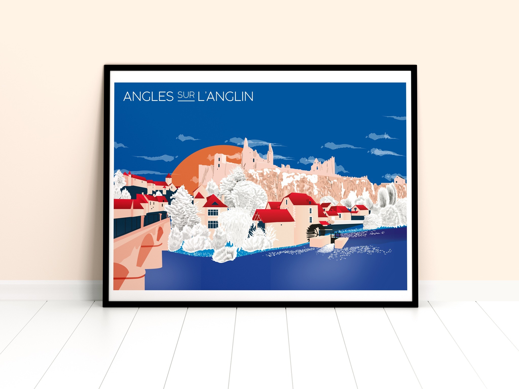 Affiches patrimoine Nouvelle-Aquitaine - Affiche A4 de Angles sur l'Anglin